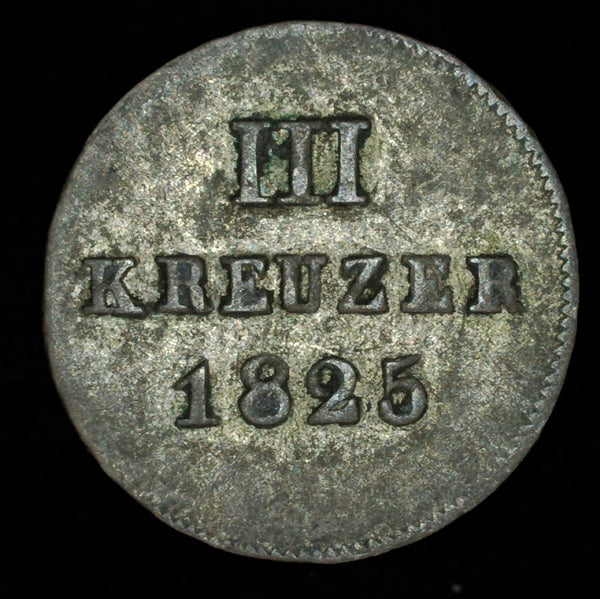 Germany. Nassau. 3 Kreuzer. 1825