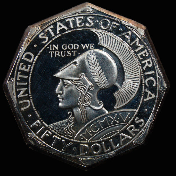 USA. Fifty Dollars. 1915S Large 5 ounce silver replica.