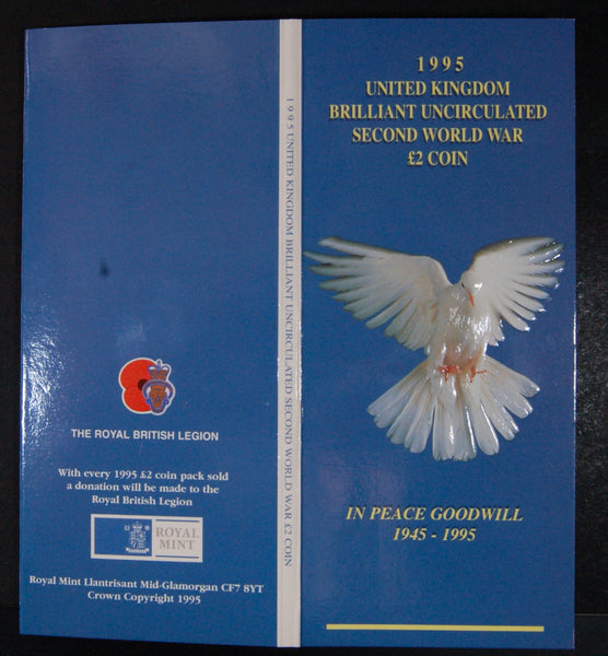 Elizabeth II. Royal Mint Two pounds. WW2 presentation pack. 1995.