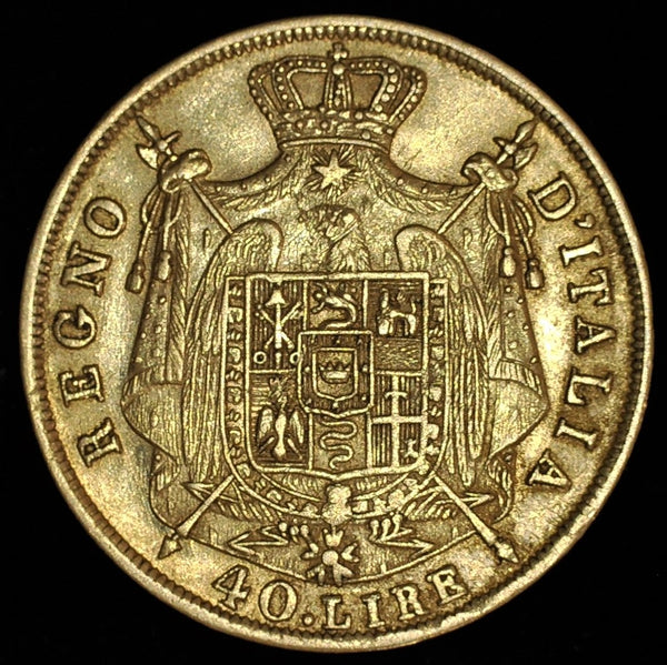 Italy. Gold 40 Lire. 1814 M