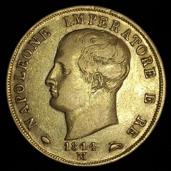 Italy. Gold 40 Lire. 1814 M