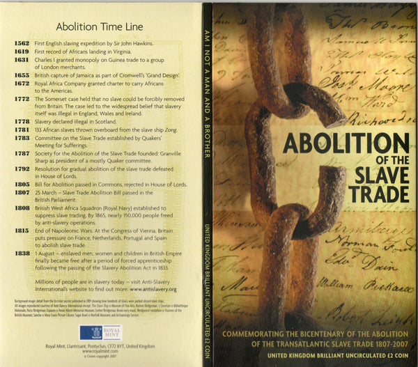 Royal Mint. Two Pounds. 2007. Abolition of the slave trade.