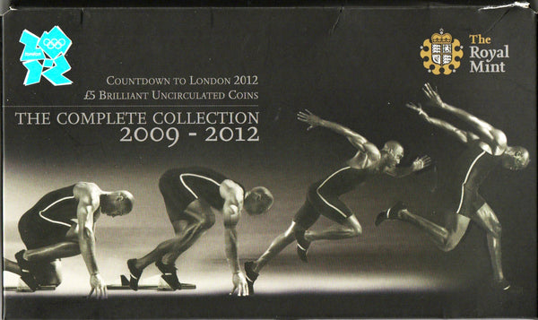 Royal Mint. £5 BU Set. 2009 – 2012 Countdown to London Olympics UK