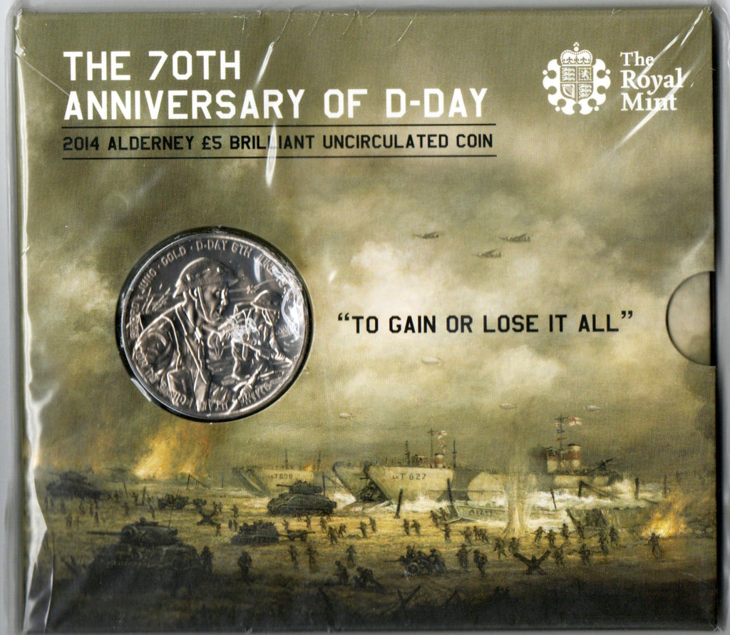 Alderney. Royal Mint.  Five Pounds. 2014. D-Day Anniversary.