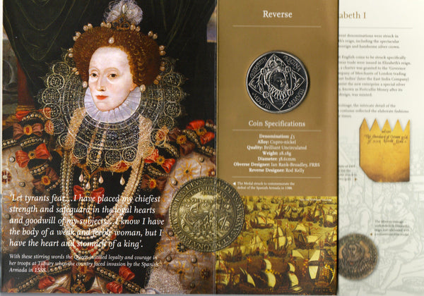 Royal Mint. Crown. 2008. Presentation pack. Elizabeth I.