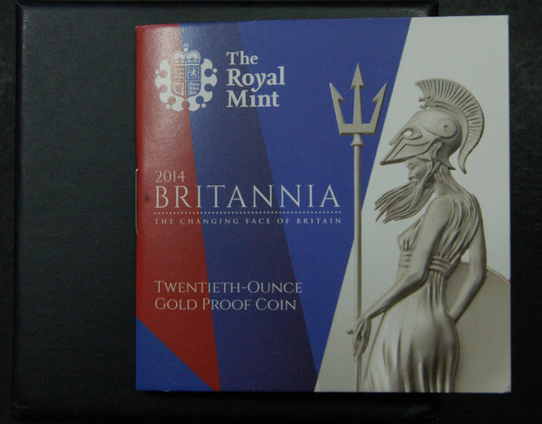 Elizabeth II. Royal Mint.  Gold proof 1/20th ounce Britannia. 2014