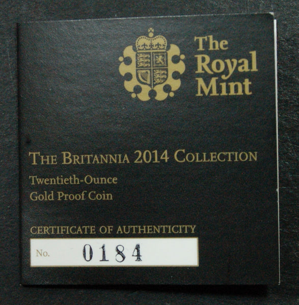 Elizabeth II. Royal Mint.  Gold proof 1/20th ounce Britannia. 2014