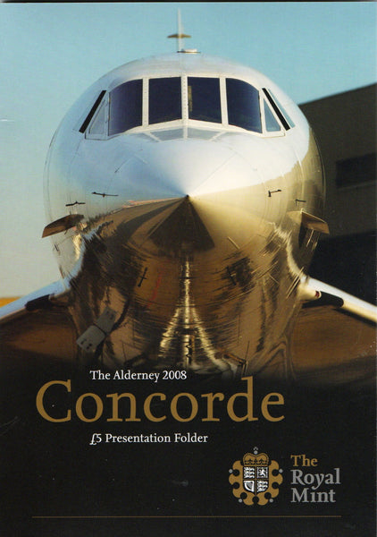 Alderney. Royal Mint. Five Pounds. 2008. Concorde presentation pack.