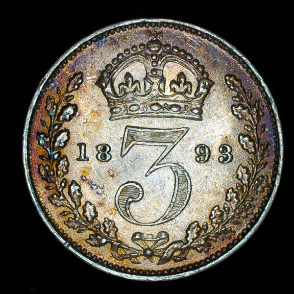 Victoria. Threepence. 1893. Old head.