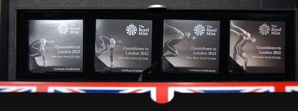 Royal Mint. Silver Proof Olympic Five Pounds set of 4 coins. 2009 - 2012