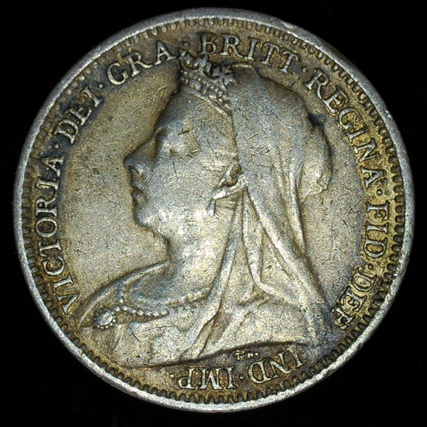 Victoria. Threepence. 1893. Old head.