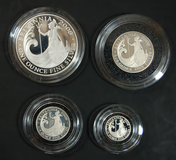 Royal Mint. Silver Proof Britannia 4 coin set. 2008