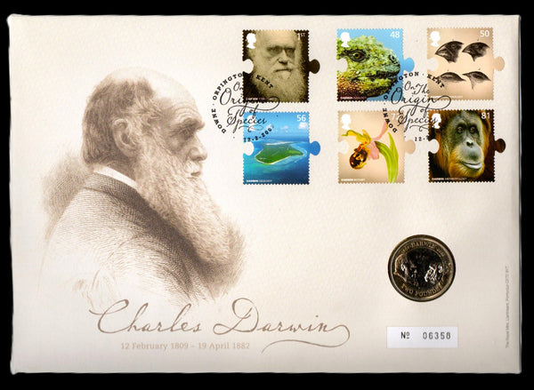 Royal Mint. Two Pounds. 2009. Charles Darwin FDC.