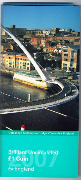 Royal Mint. One Pound. 2007. Gateshead Millennium Bridge. Presentation Pack.