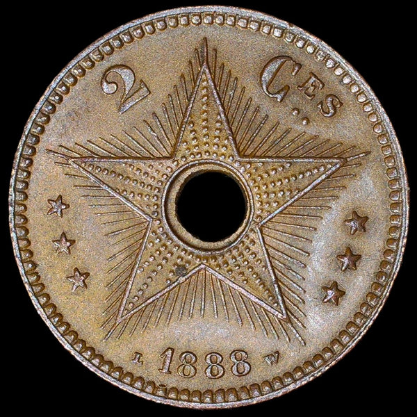 Belgium Congo. 2 Cents. 1888