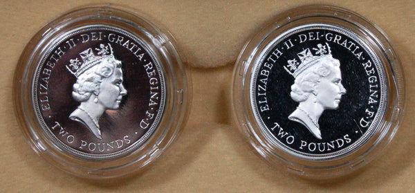 Royal Mint. 1989 £2 Silver Piedfort two coin set.