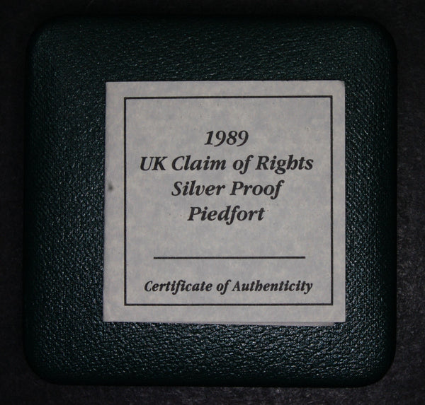 Royal Mint. Silver proof £2 Piedfort. 1989 'Claim of Rights'