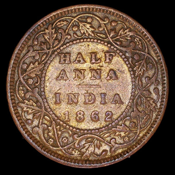 India. Half anna. 1862