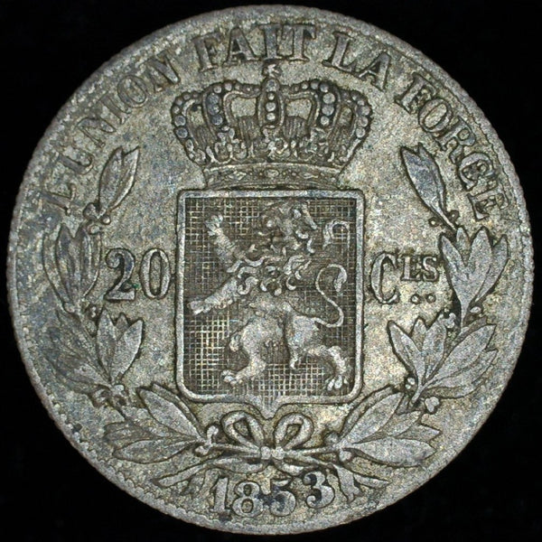 Belgium. 20 Centimes. 1853