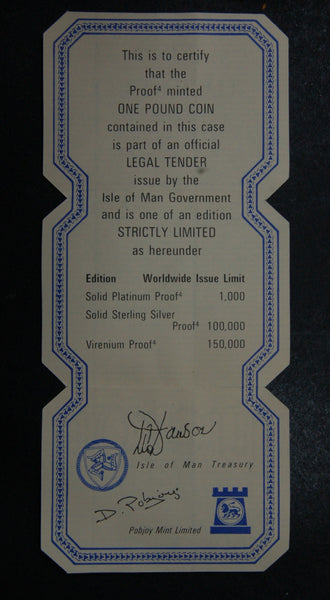 Isle of Man. Proof one Pound. 1978.  Virenium issue.