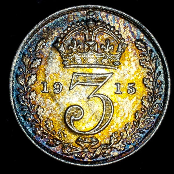 George V. Threepence. 1915. A selection.