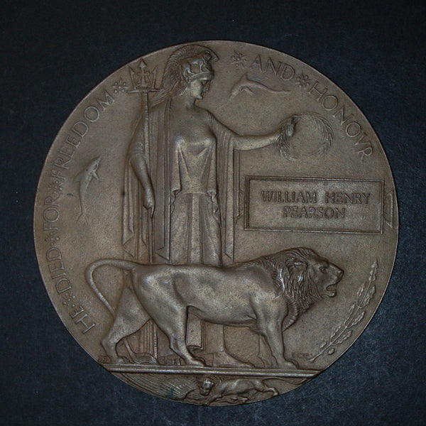 WW1. Death plaque. William Henry Pearson