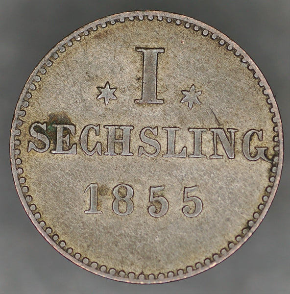 Germany. Hamburg. 1 Sechsling. 1855