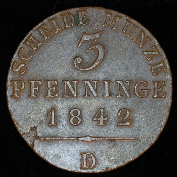 Germany. Prussia. 3 Pfennig. 1842 D