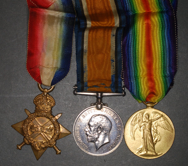 WW1. 1914-15 star trio. Hill. A.S.C./Durham L.I.. POW