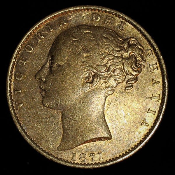 Victoria. Sovereign. 1871, shield reverse