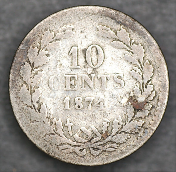 Netherlands. 10 cents. 1874