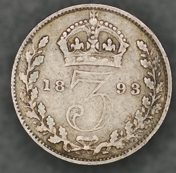 Victoria. Threepence. 1893. Jubilee head