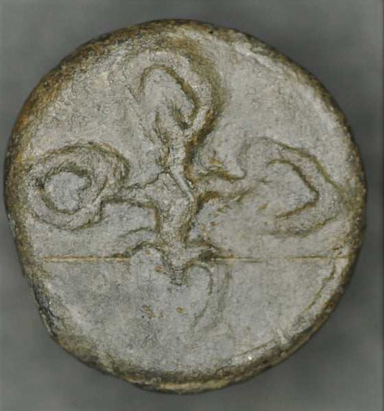 Celtic potin coin. Running figure type.