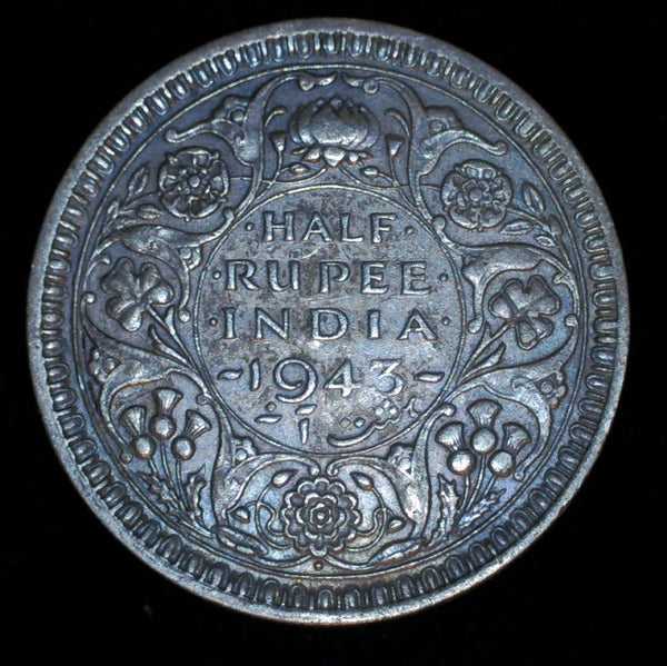 India. Half Rupee. 1943