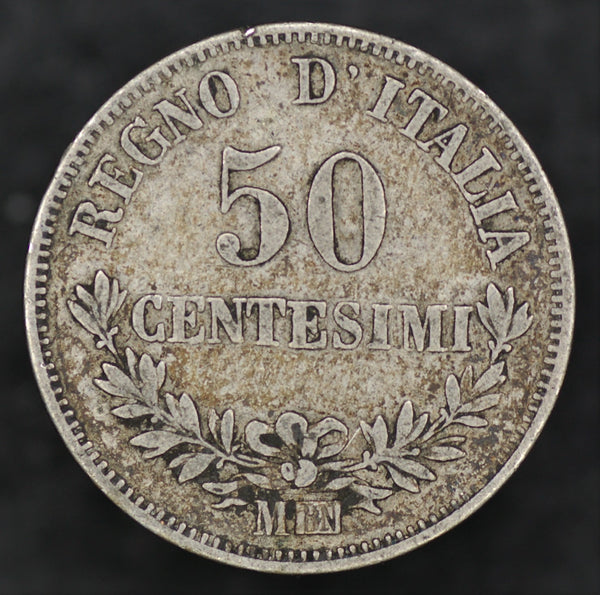 Italy. 50 centisimi. 1863