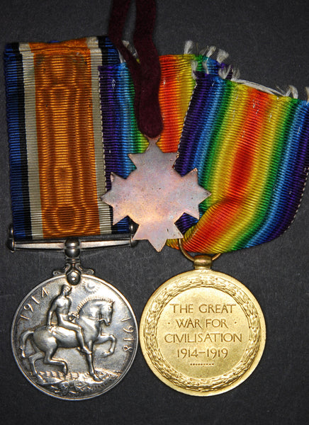 WW1 medal pair and personal ID. RAMC.